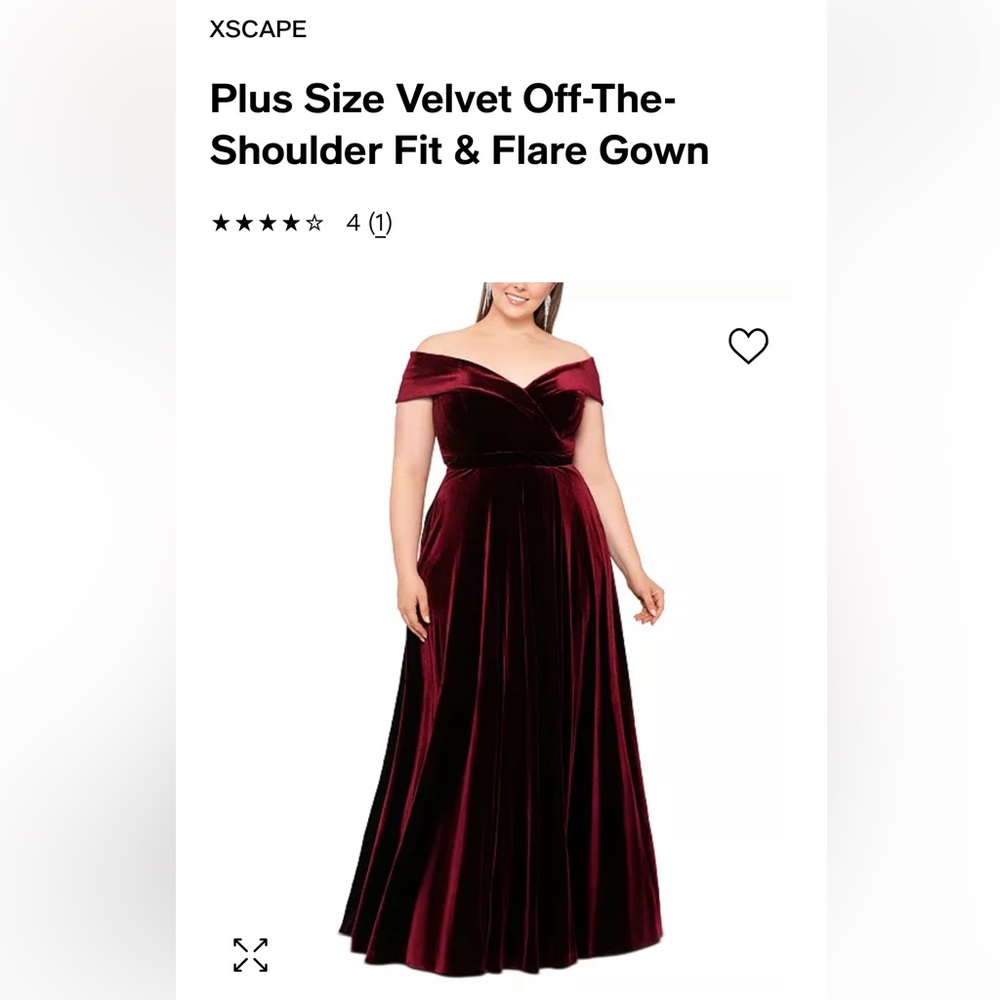 Red Velvet Off-The-Shoulder Fit & Flare Gown